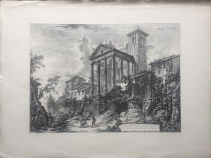 "Ansicht des Herkulestempels in der Stadt Cora" - Kopie aus dem 19. Jh. - Stich von Piranesi